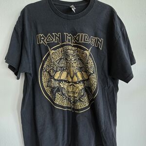Gildan Iron Maiden Black T-Shirt with Gold Graphic